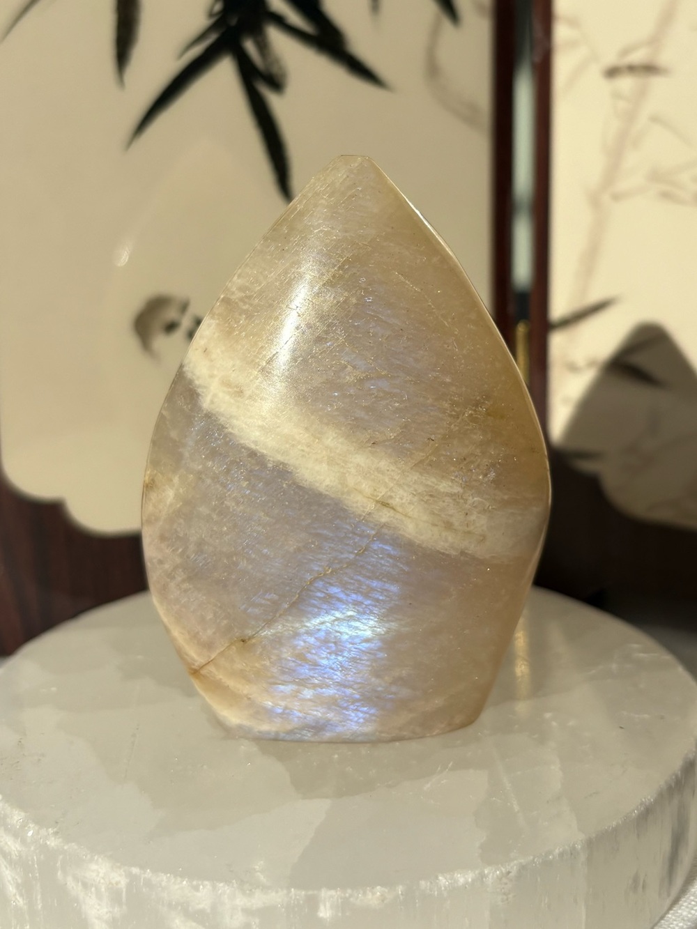 Sunstonr Moonstone mixed teardrop shaped freeform with Labradoresence flash